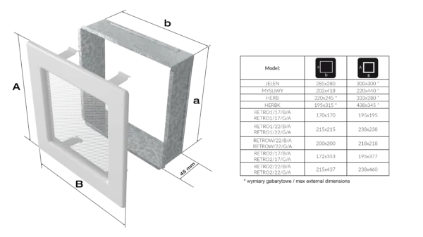 1358_rys-tech-jelen-herb-retro Kratka wentylacyjna kominkowa Myśliwy