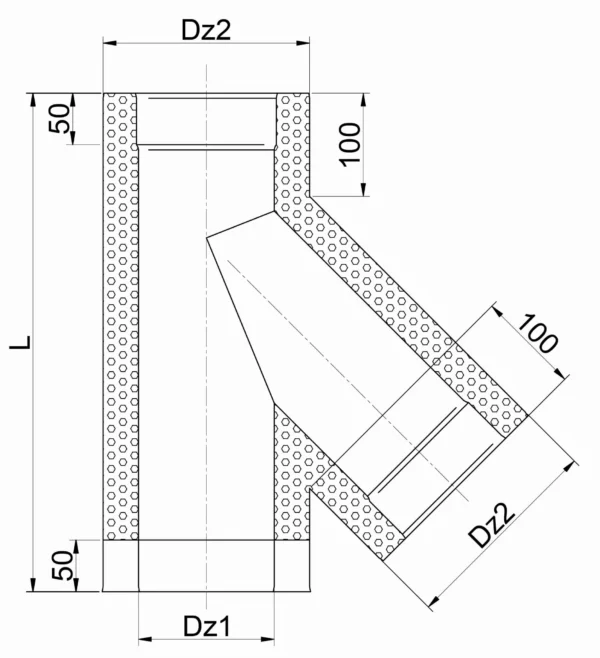 Trojnik-45 Trójnik dymowy 45° fi 180 mm